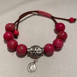 Sterling Silver and Pink Jade Bracelet